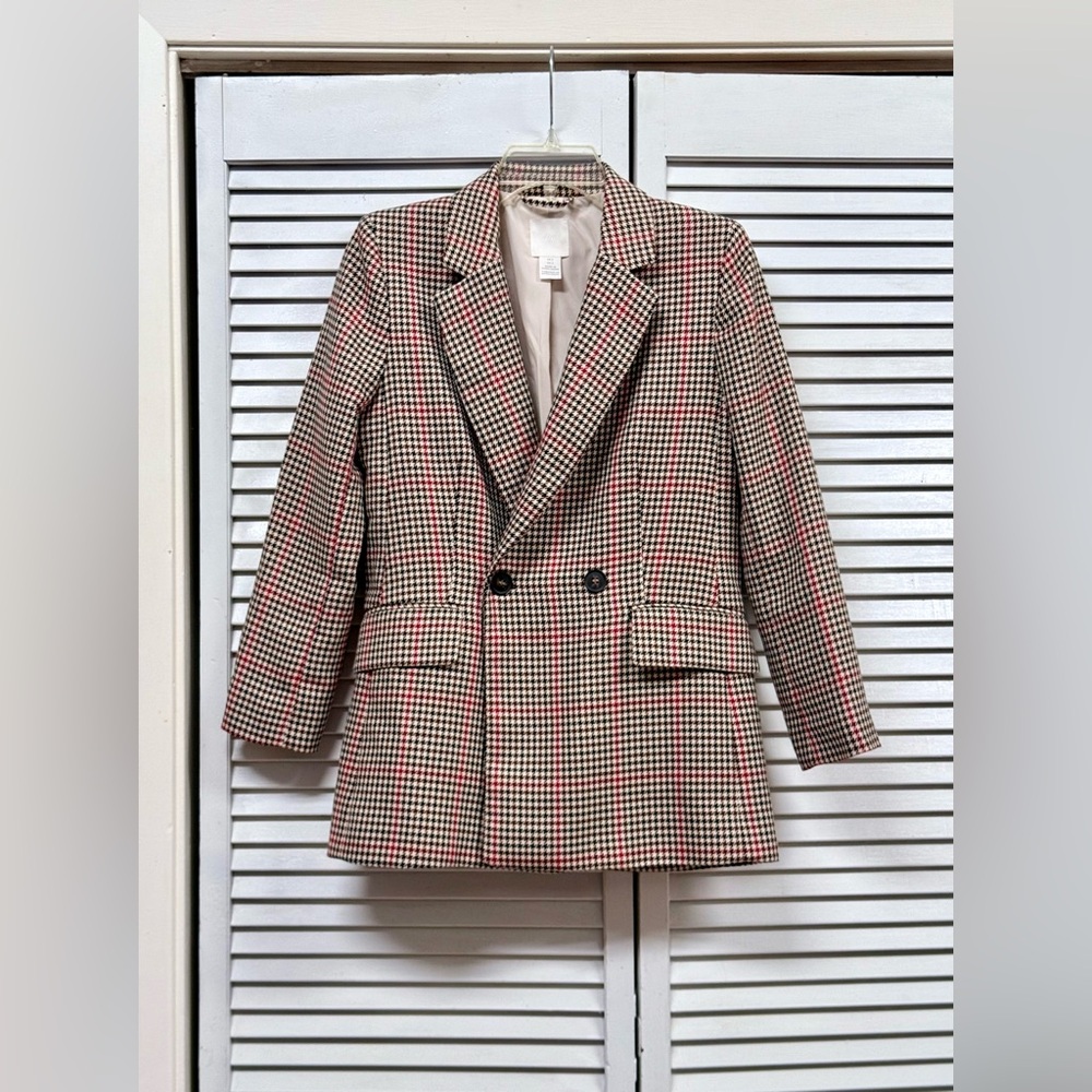 H&M Double-Breasted Plaid Blazer – Size 2 - Picture 2 of 2